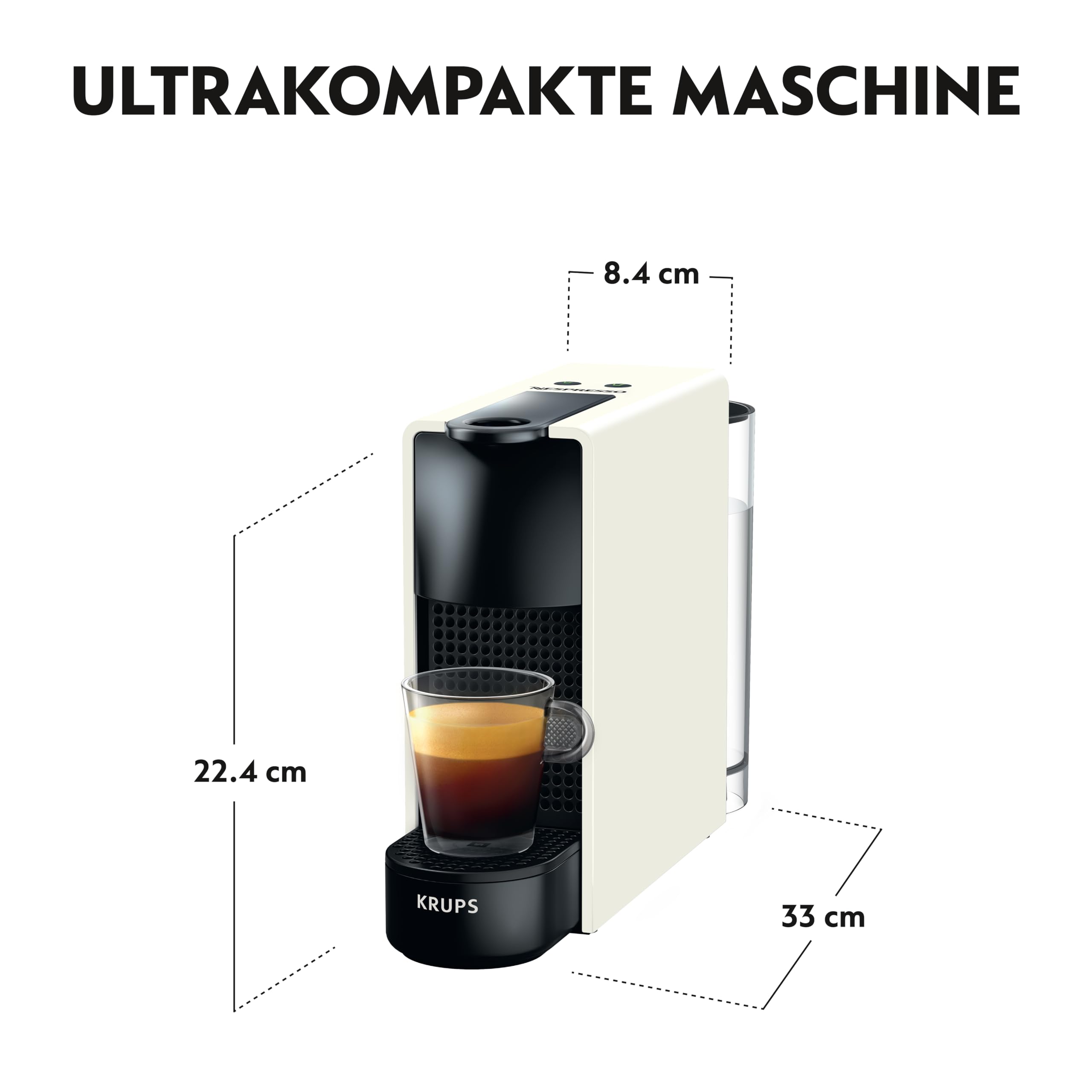 Essenza Mini XN1101 – Capsule Machine, 19 Bar, Ultrakompakt, Pure White