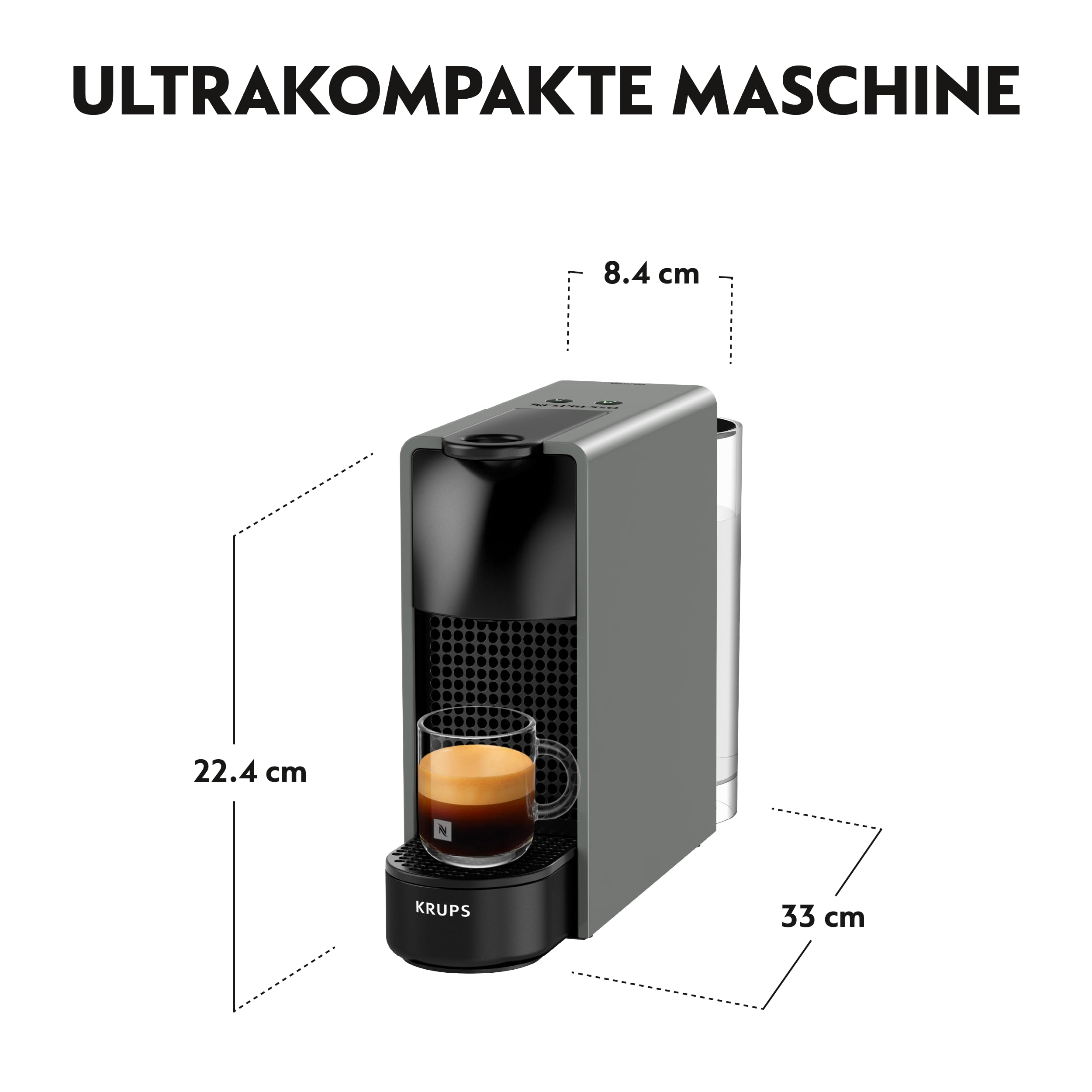 Essenza Mini XN110B – Capsule Machine, 19 Bar, Ultrakompakt, Grau