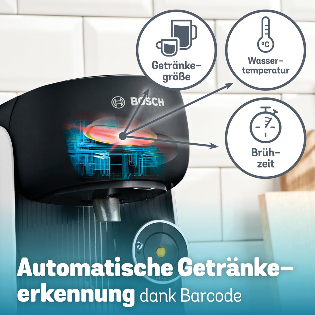 Tassimo Finesse TAS1104 – Capsule Machine, IntensityBoost, über 70 Getränke, 1400W, Weiss/Schwarz