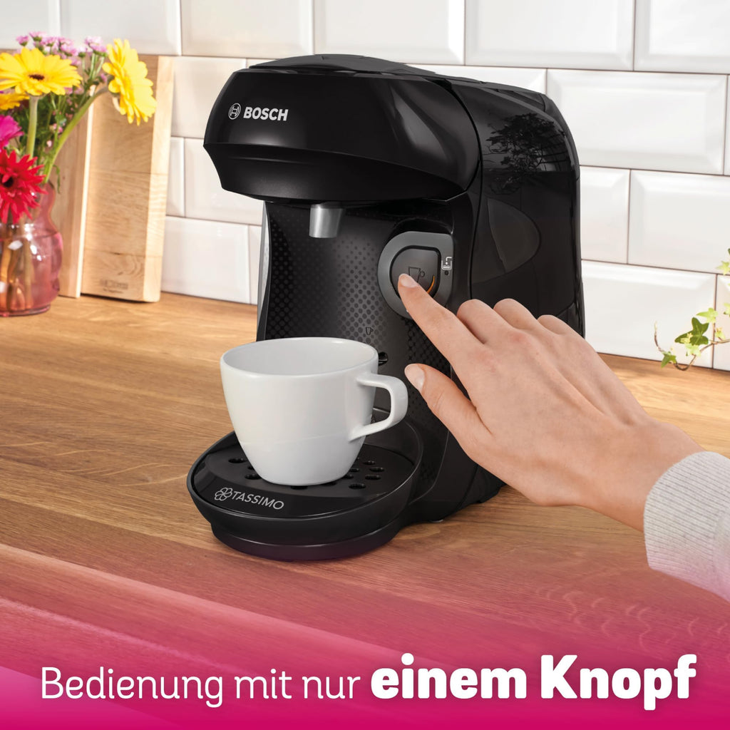 Tassimo Happy TAS1002 – Capsule Machine, über 70 Getränke, INTELLIBREW™, 1400W, Schwarz