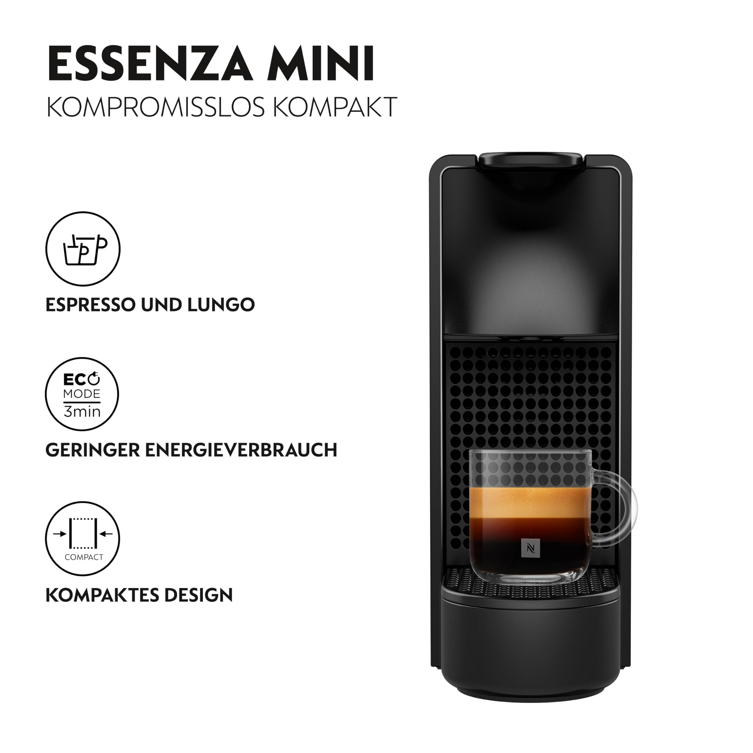 Essenza Mini XN1108 – Capsule Machine, 19 Bar, Energieklasse A, Schwarz