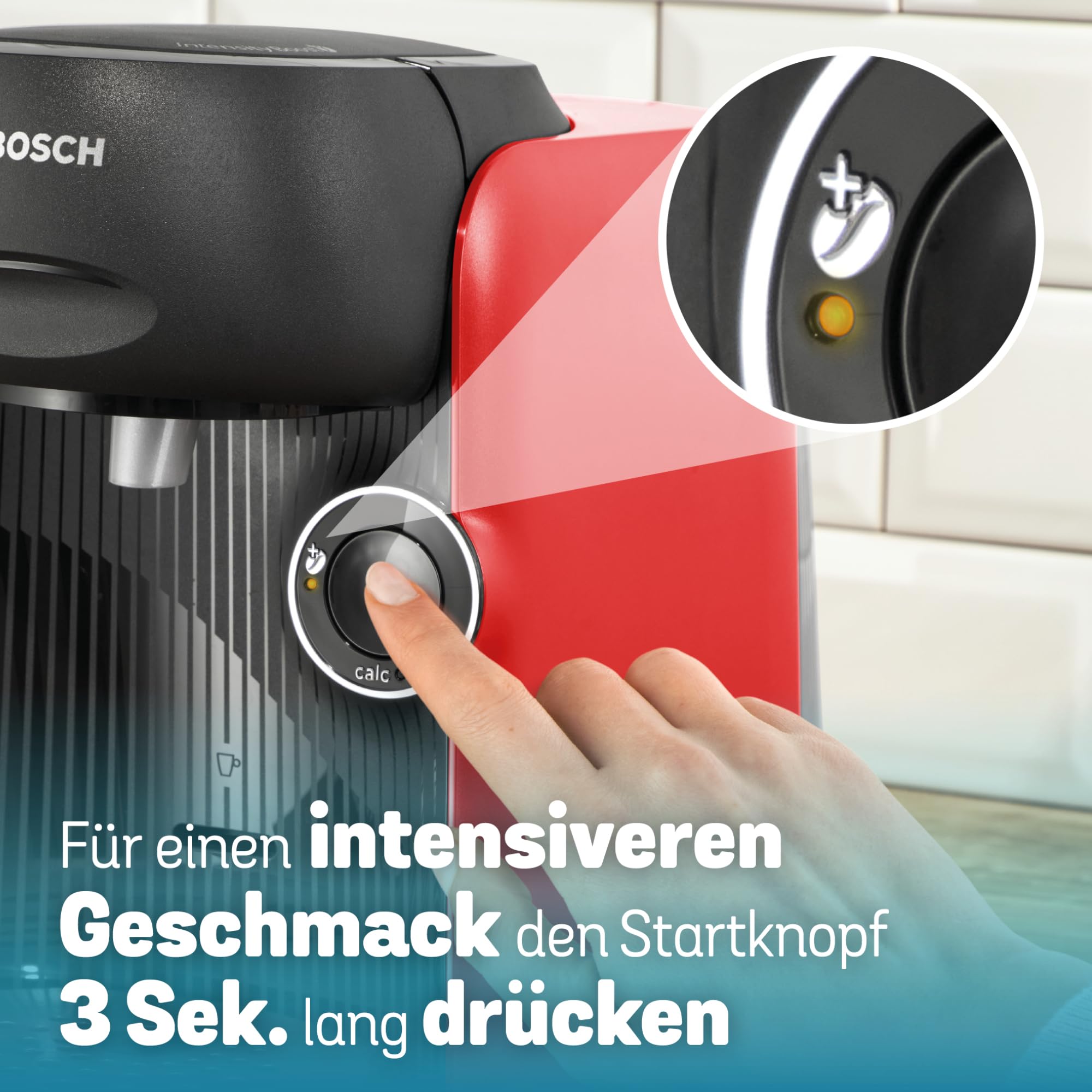 Tassimo Finesse TAS163E – Capsule Machine mit IntensityBoost, über 70 Getränke, 1400W, Rot/Schwarz