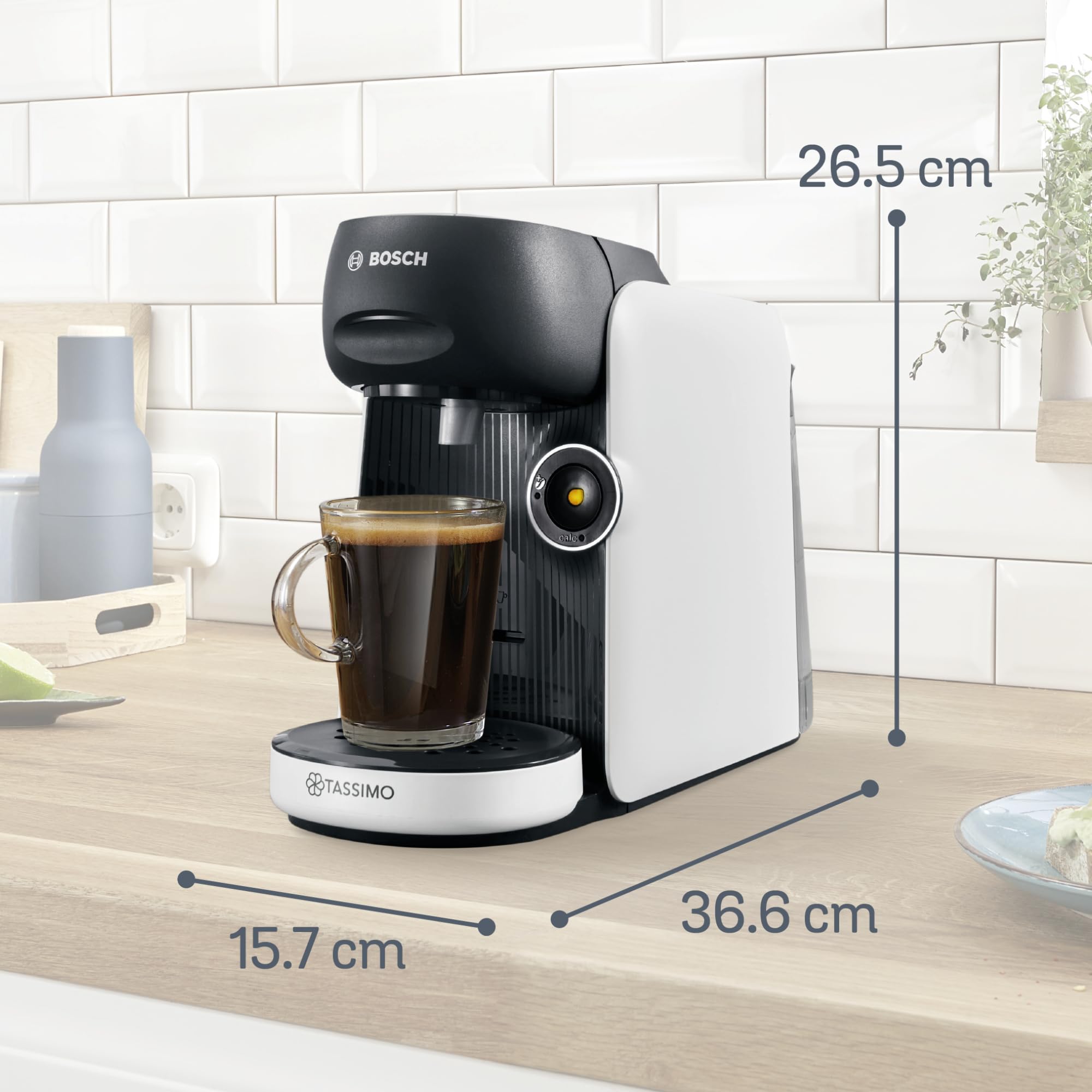 Tassimo Finesse TAS1104 – Capsule Machine, IntensityBoost, über 70 Getränke, 1400W, Weiss/Schwarz