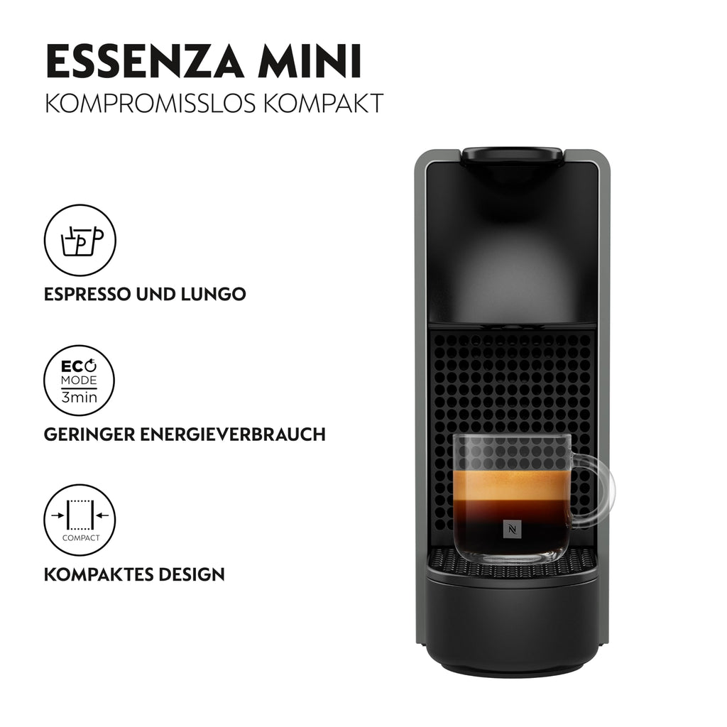 Essenza Mini XN110B – Capsule Machine, 19 Bar, Ultrakompakt, Grau