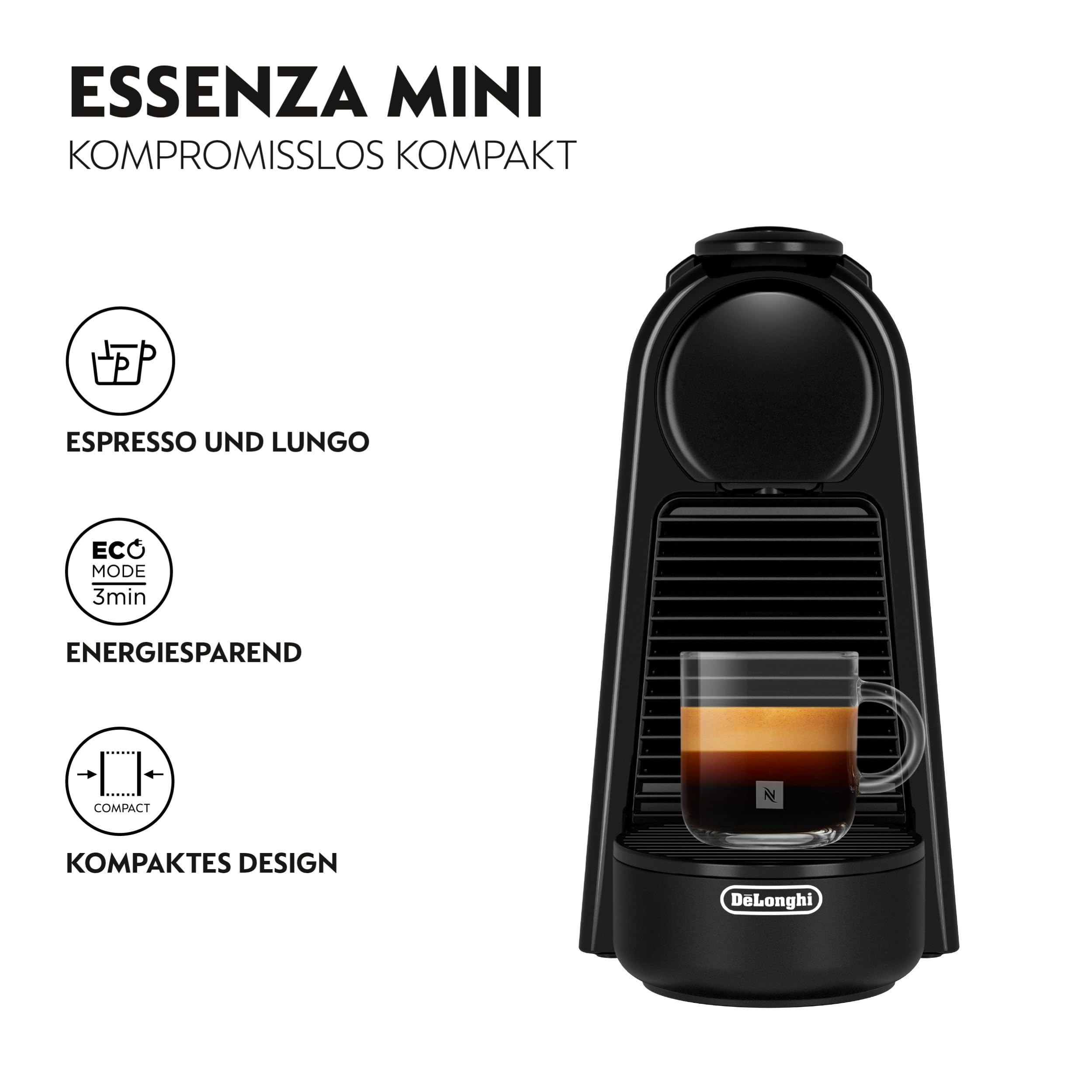 Essenza Mini EN85.B – Capsule Machine, 19 Bar, Kompakt, Schwarz