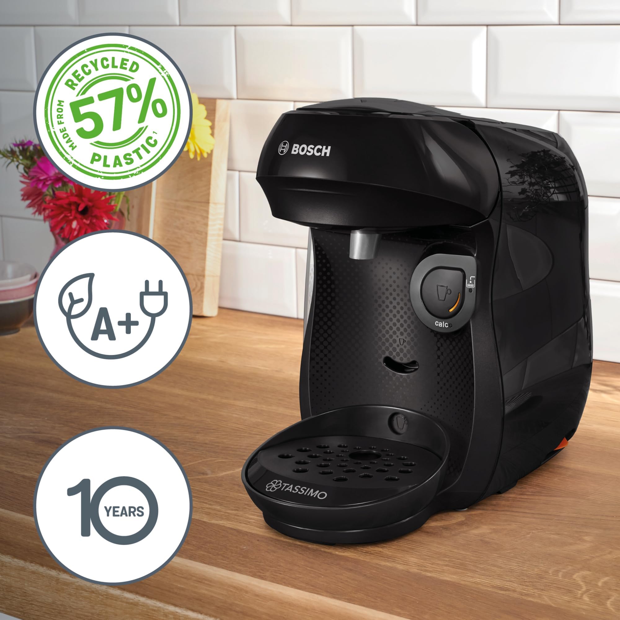 Tassimo Happy TAS1002 – Capsule Machine, über 70 Getränke, INTELLIBREW™, 1400W, Schwarz