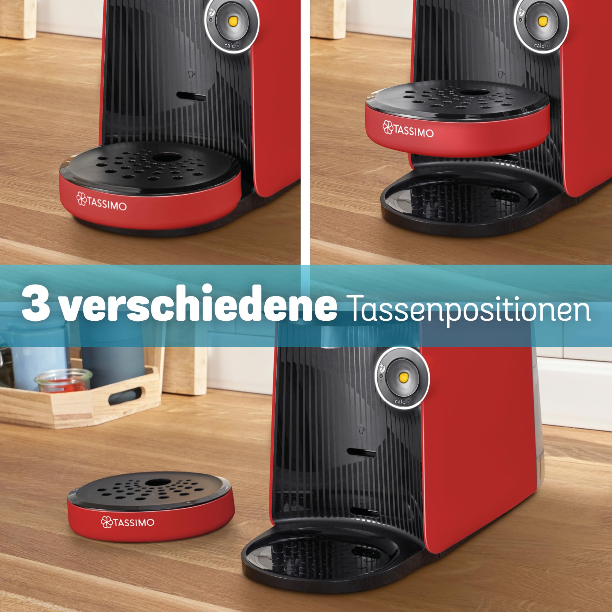 Tassimo Finesse TAS163E – Capsule Machine mit IntensityBoost, über 70 Getränke, 1400W, Rot/Schwarz