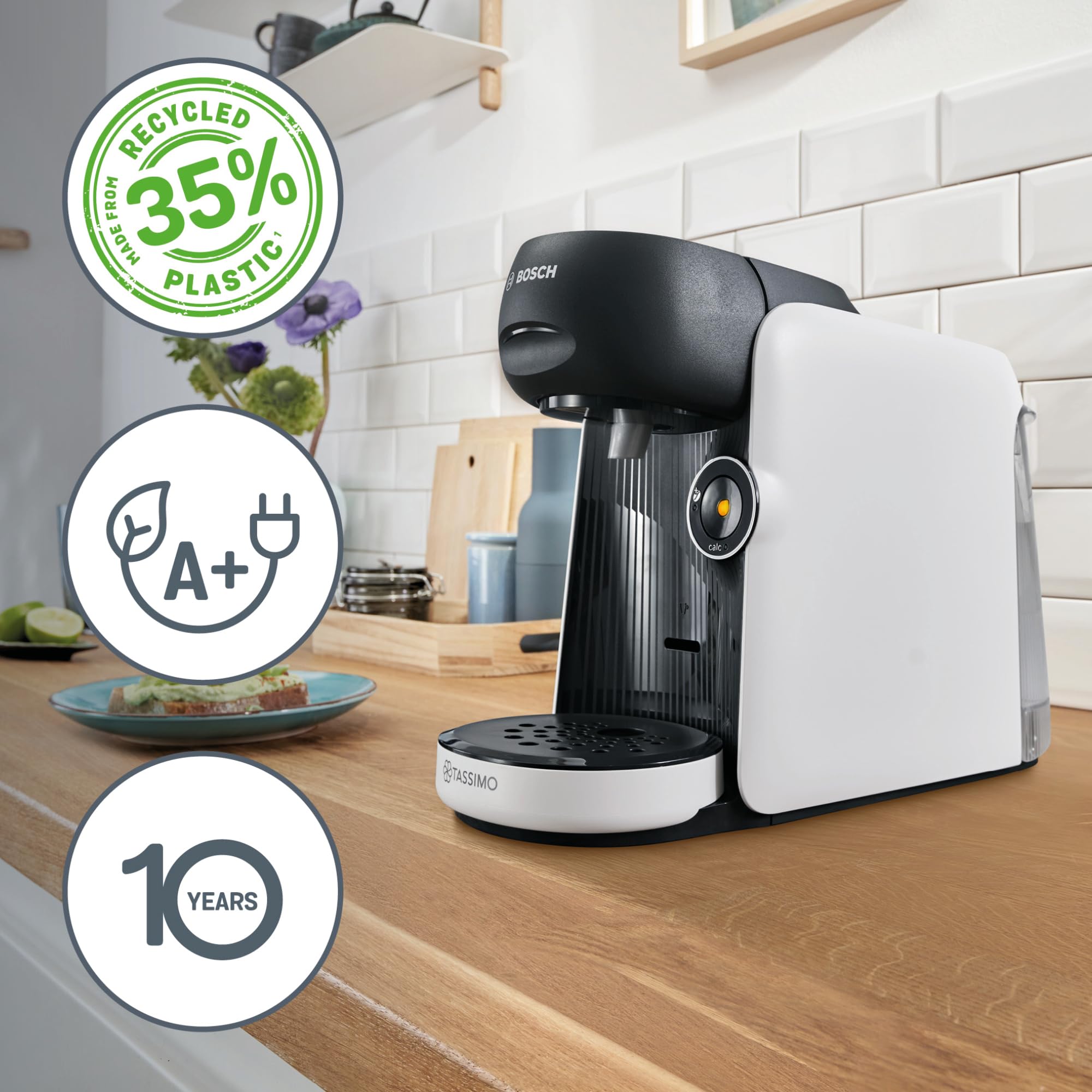Tassimo Finesse TAS1104 – Capsule Machine, IntensityBoost, über 70 Getränke, 1400W, Weiss/Schwarz